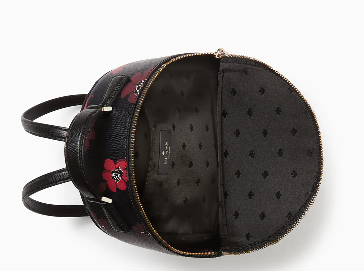 Kate Spade New York Perry Small Backpack Black Dancing Blooms Floral Print NWT Kate Spade New York Flower Quilted Fabric Small Backpack  main image 3