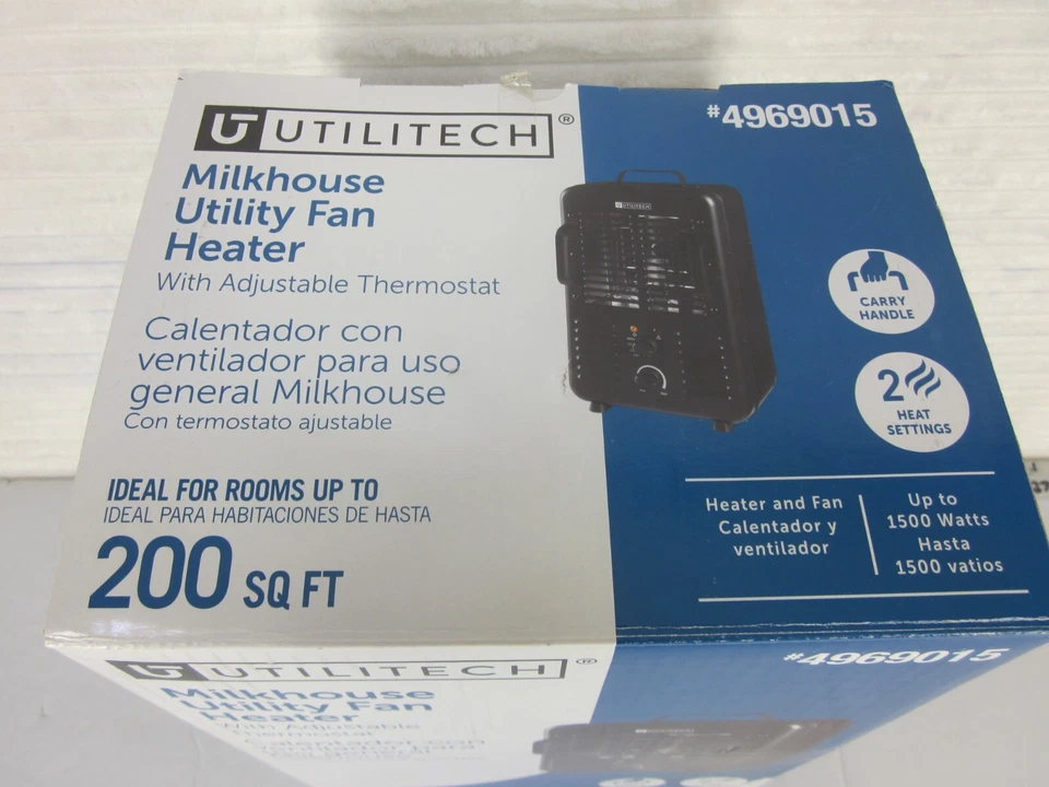 Utilitech Milkhouse Style Electric Fan-Forced Space Heater 1500 Watts Black - Image 2 of 4