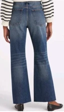 Vigoss Royce 70s High Rise Flare Bells Jeans Med Wash Denim 26 Raw Hem Run Large