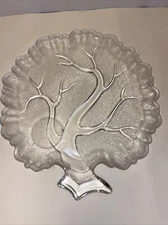 7 MCM Vintage Hazel Atlas Tree of Life Frosted Glass 9” Plates