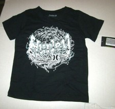 NEW HURLEY boys short sleeve t shirt black pick sz 4 surf waves