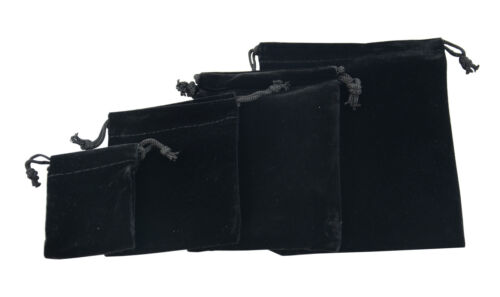 Pack Of 24 Rectangle Drawstring Black Velvet Pouches Jewellery Cosmetic Gift Bag - Afbeelding 1 van 13