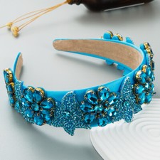 Women Baroque Rhinestone Crystal Band Flower Beaded Hair Hoop Headgear Party
