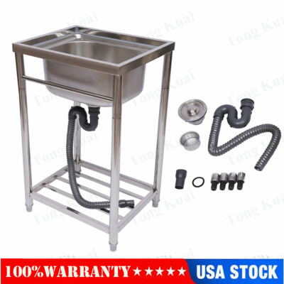 Utility Prep Sink 1 Compartment Stainless Steel Single Basin Bowl Kitchen Sink