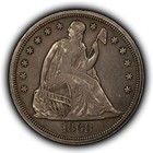 1868 $1 Seated Liberty Silver Dollar - Deep Patina - Au Semi Key Date - B4845