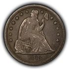 1868 $1 Seated Liberty Silver Dollar - Deep Patina - AU Semi Key Date - B4845