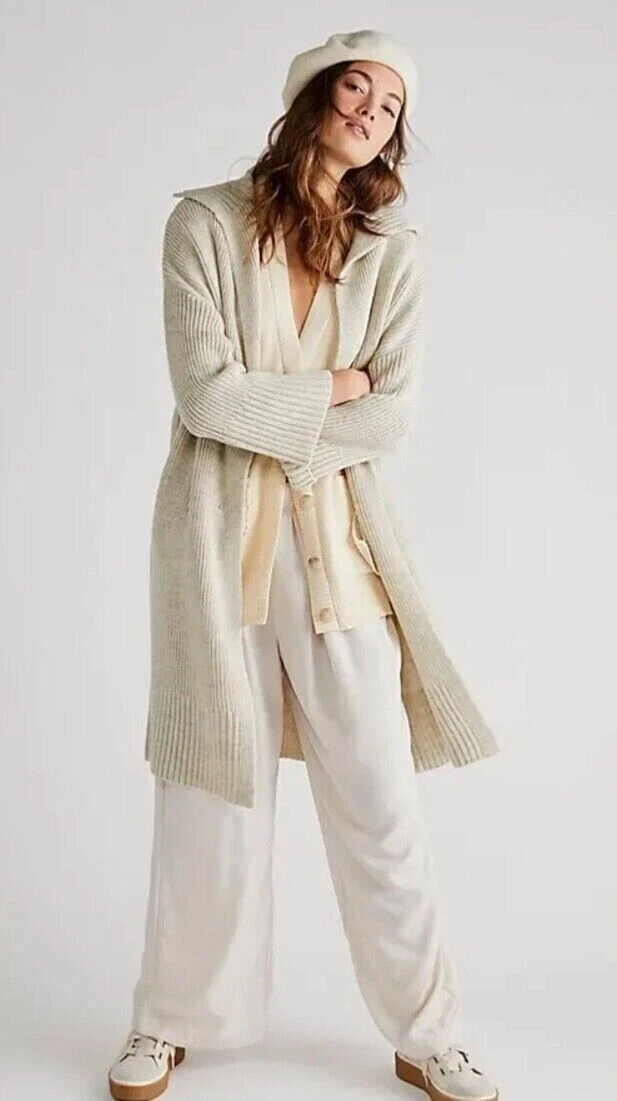 Free People Finely Maxi Cardi - Longline Cardigan - Ivory - BNWT RRP £188 |  eBay