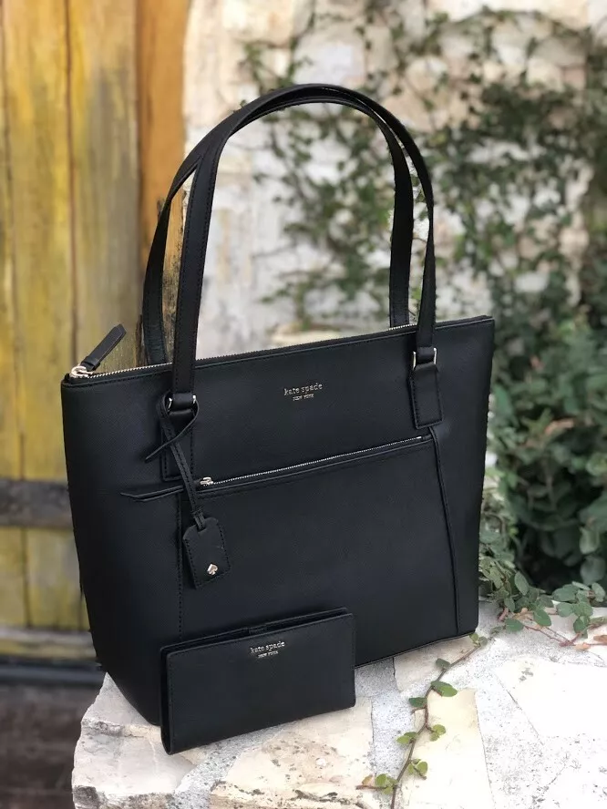 NWT Kate Spade Cameron Pocket Tote Leather Handbag wallet black