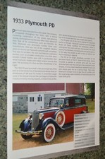 1933 Plymouth Pd Info Spec Sheet Photo Feature Print B3 1933 Plymouth Pd Info Spec Sheet Photo Feature Print B3