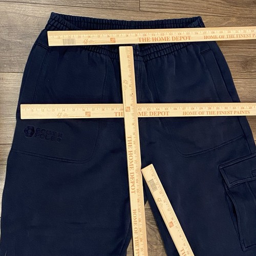 Vintage Southpole Navy Sweatpants Mens XXL Cargo Zip Joggers Heavyweight Baggy - Picture 6 of 13