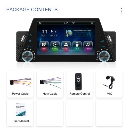 Single 1Din TouchScreen Car Stereo Radio MP5 Bluetooth For Apple/Android CarPlay - Picture 17 of 22