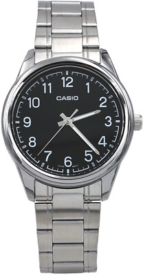Casio MTP-V005D-1B4 Men's Stainless Steel Numbers Black Dial Analog Watch