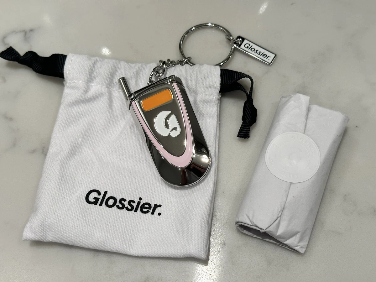 GLOSSIER x Los Angeles LA Flip Phone Mirror Keychain Key Exclusive Charm  NEW bag