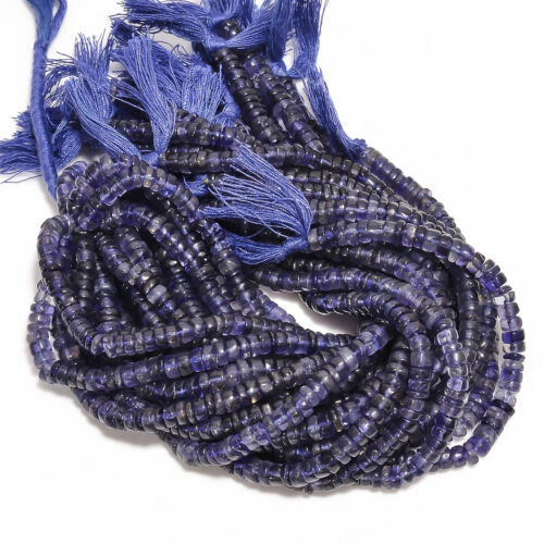Collier Perles Iolite Naturelle - Rondelles Lisses 6-9mm - Saphir D'eau - 197 Carats