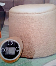 Sitzpouf  Fußhocker  Teddyfell-Optik  Stauraum ecru Aufbewahrungsbox mit Deckel