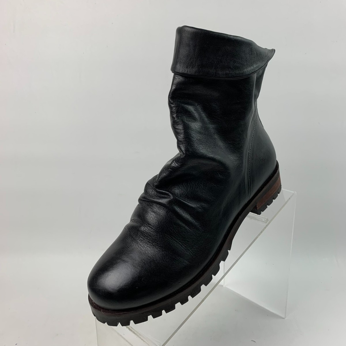 Skechers Amanda Ankle Boots 44405 Black Leather Cuff Zip Block