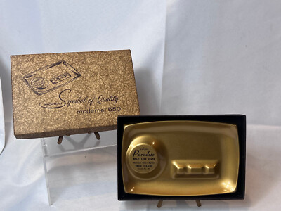 Vtg Paradise Motor Inn Ashtray Morco Moderne Sample No 580 Advertising In Box