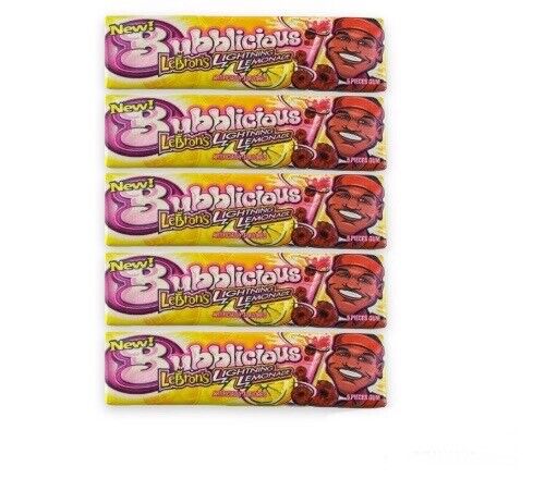 LeBron James Bubblicious (Lot 5) LeBron's Lightning Lemonade (5 x 5-Piece Packs) - Picture 1 of 3