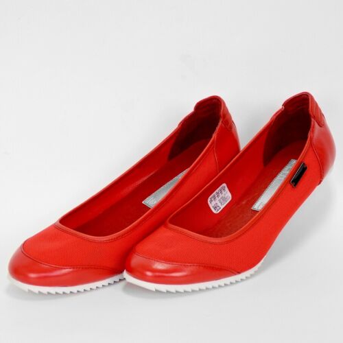 Adidas SLVR Luxury Ballerina Women's Leather Pumps Shoe Slip On Gloss Patent Red 41 42 - Picture 1 of 9