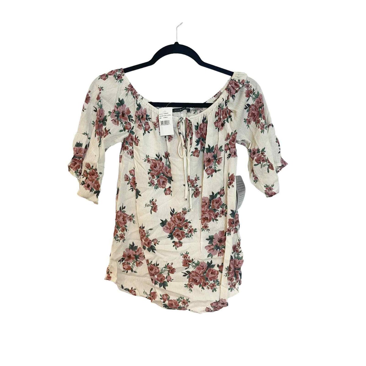 NEW West Kei Floral Short Sleeve Ivory Top Women's Size S &XS | eBay