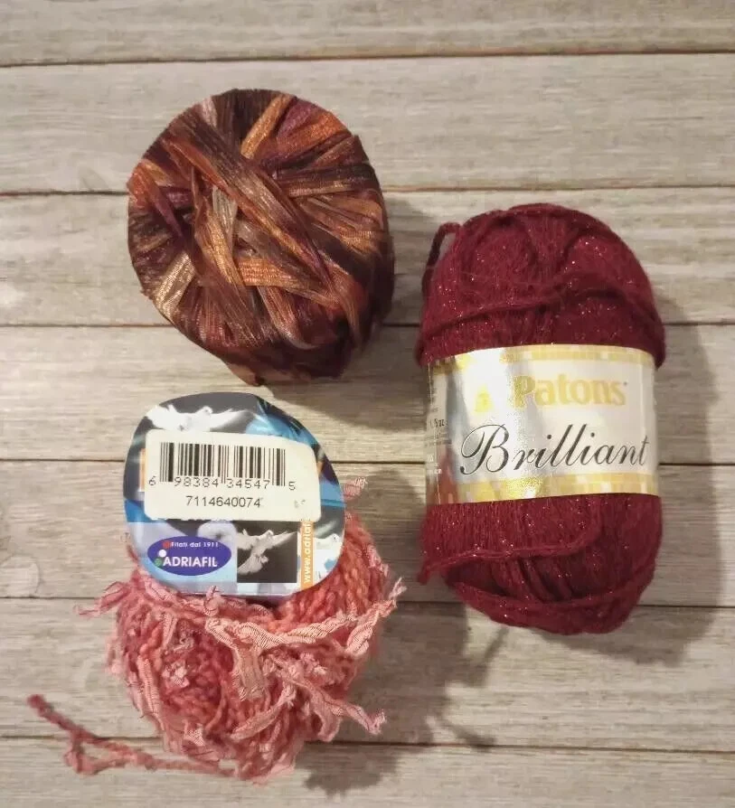 fio de fita brilhante extra misturado 3 peças lote 4,2 onças novo para clientes de crochê - Imagem 2 de 2