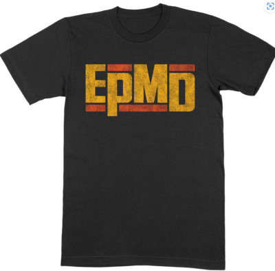 EPMD UNISEX TEE: DISTRESSED CLASSIC LOGO PRINT SIZE MEDIUM  NEW BLACK COLOURWAY