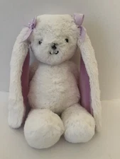 Bedtime Originals White Bunny Purple Lined Ears & Bows Approx 11" Plush Stuffed