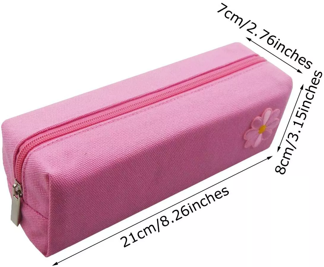 Enyuwlcm Canvas Stationery Cute Pencil Case for Teen Girls Simple Pencil  Pouch f