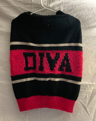DIVA Dog Sweater Medium Fuzzy Hot Pink And Black