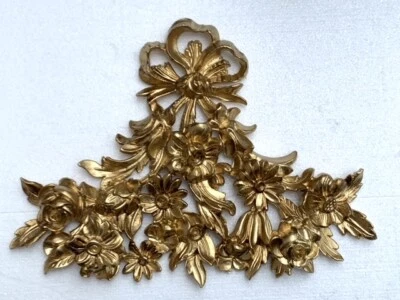 Wanddeko Gold Wandrelief Blumen 38x28 Wanddekoration Türdekoration Spiegel Deko - Bild 1 von 4