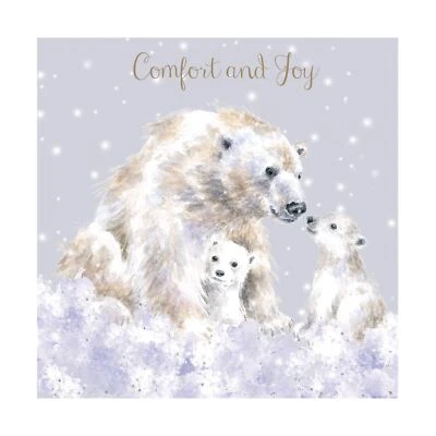 WRENDALE DESIGNS Wrendale Polar Bear Family Christmas Cards - Set of 8 12cm x 12cm Xmas Cards