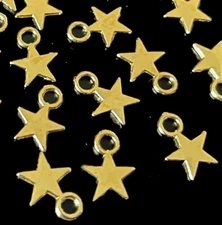 20 Star Charms Gold Plated Pewter Alloy 8x11mm