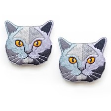 2pcs Brooch Backpack Tote Bag Pin Embroidery Cartoon Lifelike Shorthair Cute Cat
