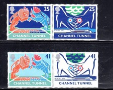 GREAT BRITAIN #1558-1561 1994 OPENING OF THE TUNNEL MINT VF NH O.G PAIRS