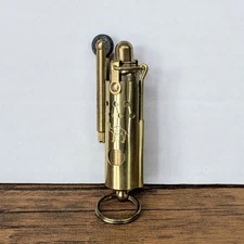 Vintage - 2¾" Unlite Joe Camel Brass Cigarette Lighter, Keyring Trench Style