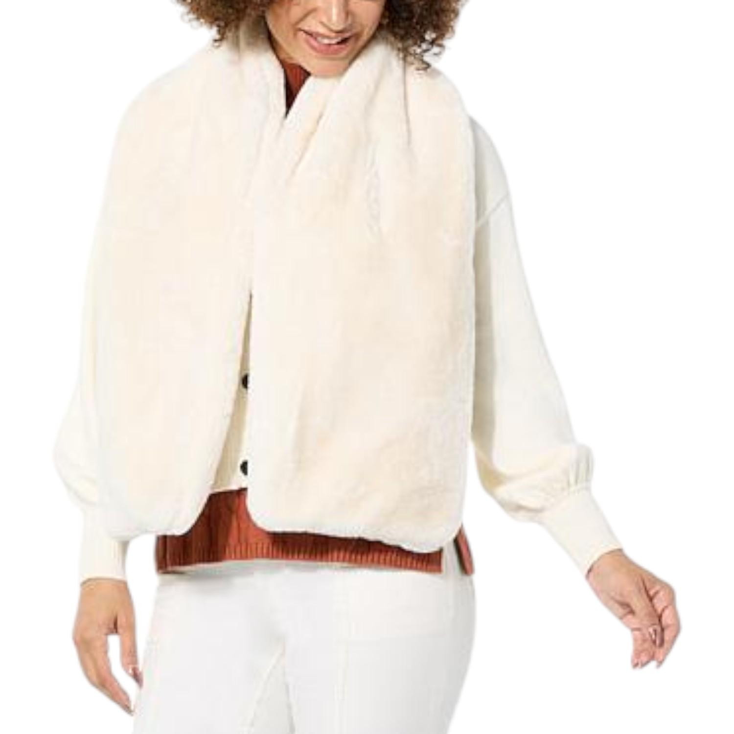 WynneLayers Women's Faux Fur Scarf Creme Fraiche