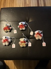 Vintage Small Plush Collectible Christmas Teddy Bears Lot of 5 with Tags .