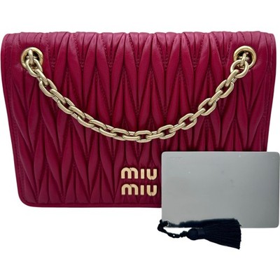 miu miu Matelasse Chain Shoulder 5BP065 Leder Rot Schultertasche