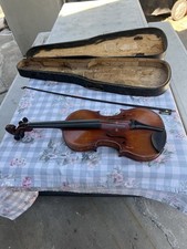 Antique 4/4 Violin Copy Of Stradivarius Czechoslovakia w/Bausch Bow Stamped Case