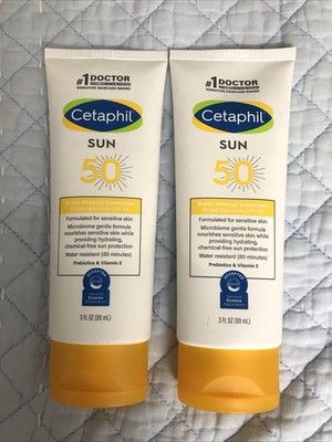 2x Cetaphil Sheer Mineral Sunscreen Face & Body SPF 50 Lotion or Stick Ex 06/26