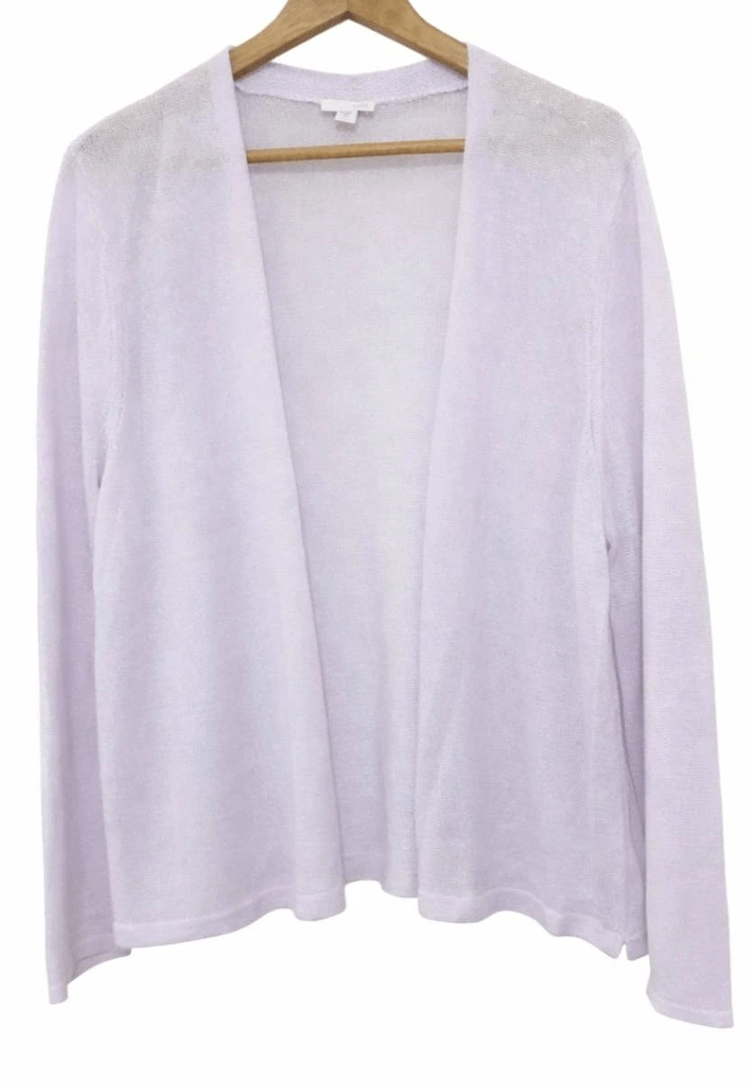 J jill womens large linen sheer cardigan sweater spring summer purple lavender