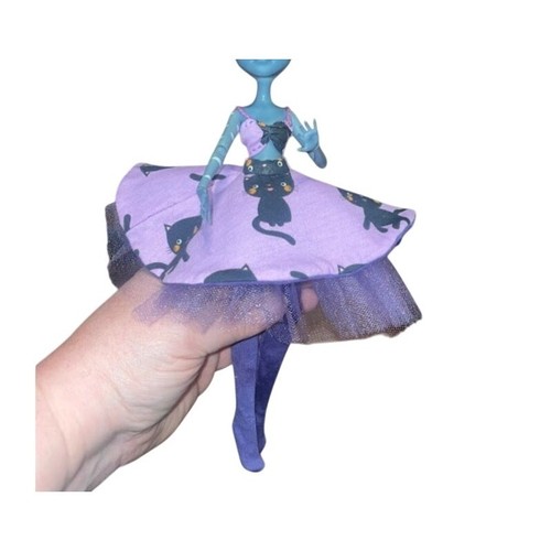 Handmade Outfit for Dolls like Monster High G1 | Purple and Black Skirt and Top