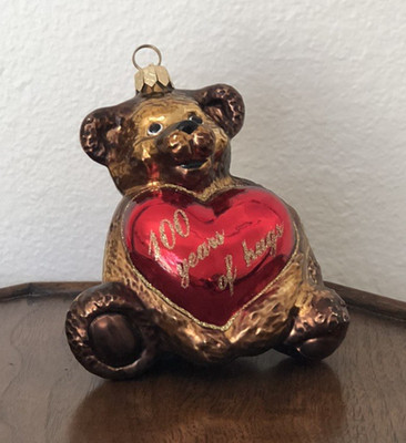 Polonaise For Kurt Adler Teddy Bear w/Heart Ornament ''100 Years Of Hugs''
