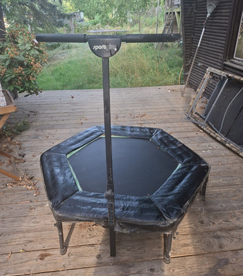 SportPlus Trampolin mit Haltegriff & Polsterung, Schwarz, Outdoor