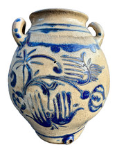 Antikes Butterfass geritzt Steinzeug Krug Westerwald oder Betschdorf um 1800