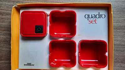 Consul Quadro Set Kleinteilemagazin, stapelbar, Kunststoff, rot, 4-tlg.