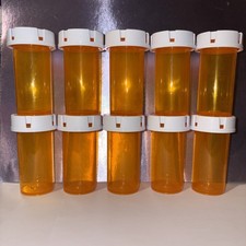 Lot of 10 Empty Clean Amber Rx Prescription Pill Bottles Crafts  Hobby 13 Dram