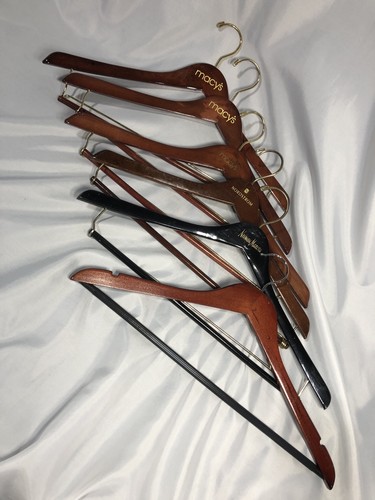 Macy's(3), Nordstrom(1) & Neiman Marcus(1) & 1 unbranded Wooden Hangers Lot of 6