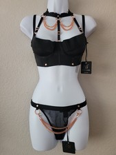Honey Birdette From The Black Collection 32D Bra,and Medium Thong.