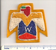 WAGION LODGE 6  C1b CHENILLE 1940'S 6a LABEL SQUARE HEAD STITCHED "W" PA  OA BSA